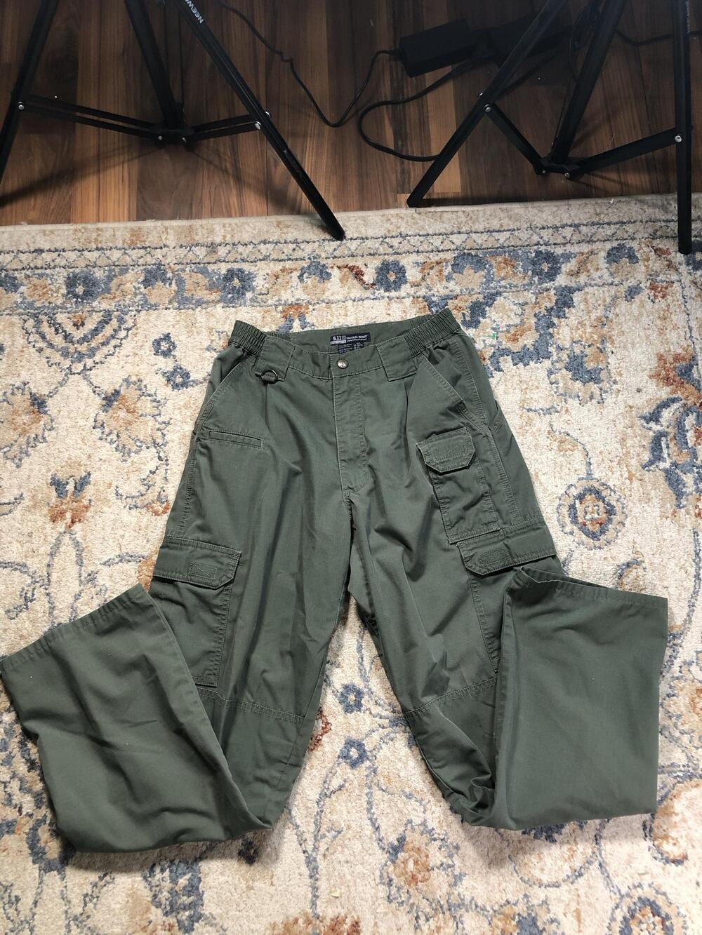 5.11 Tactical Pants Mens 32x31 Green Cargo Elastic Waist Workwear Outdoor Hiking